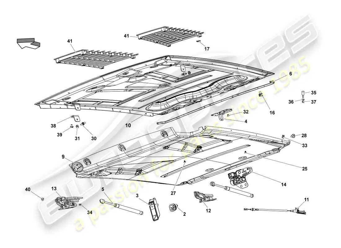 lamborghini lp550-2 coupe (2010) rear lid parts diagram