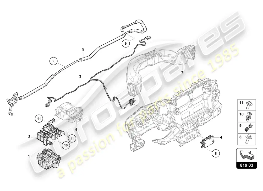 lamborghini urus s (2023) aroma dispenser parts diagram