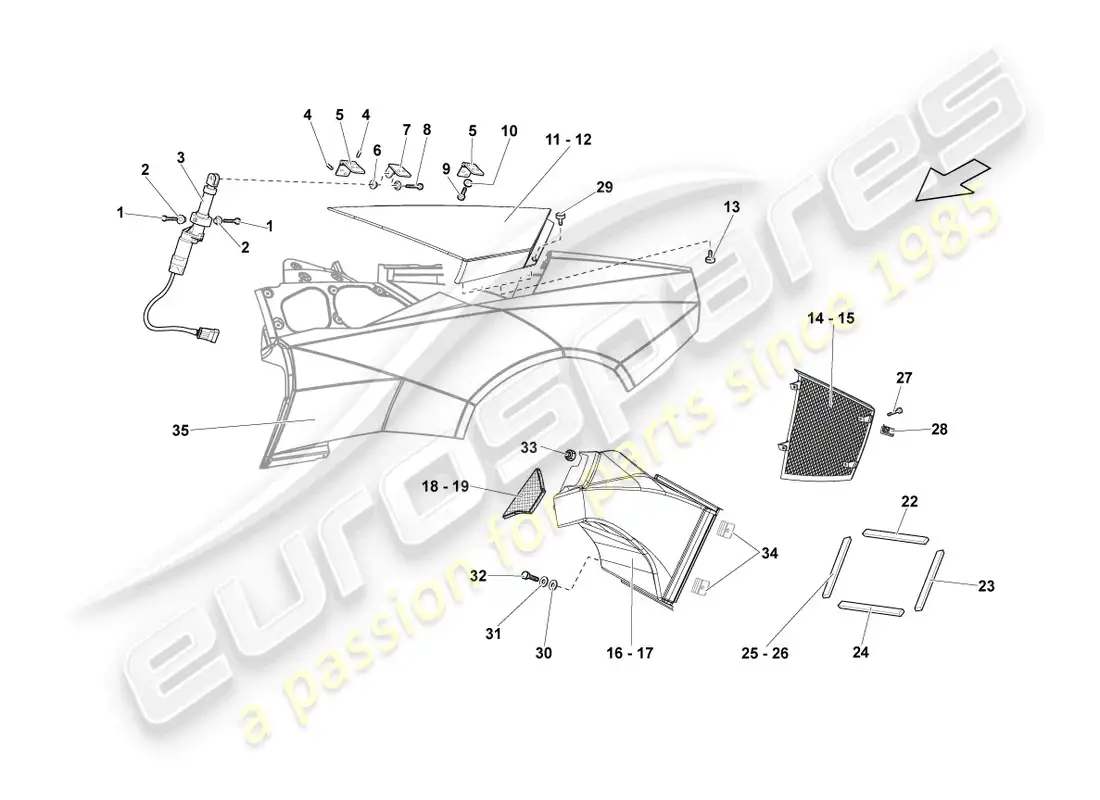 lamborghini reventon roadster side panel trim parts diagram
