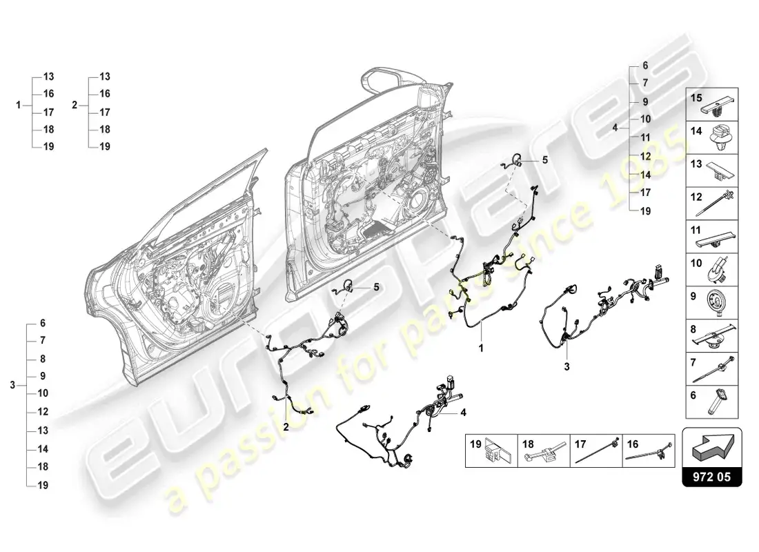 lamborghini urus (2019) wiring set for door parts diagram
