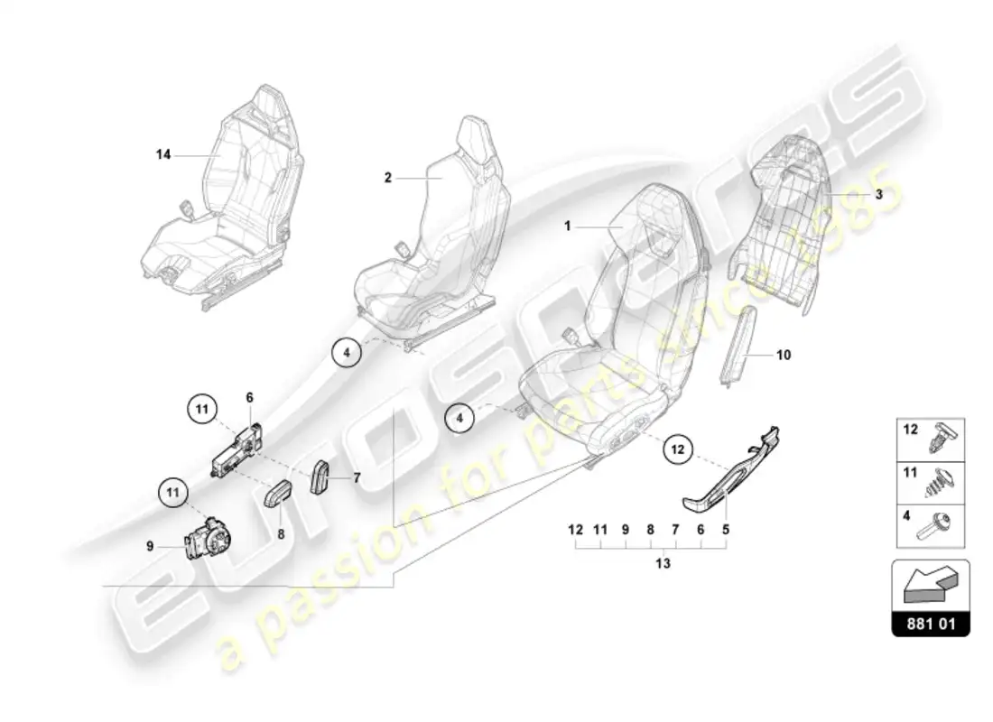 lamborghini sto (2024) seat parts diagram