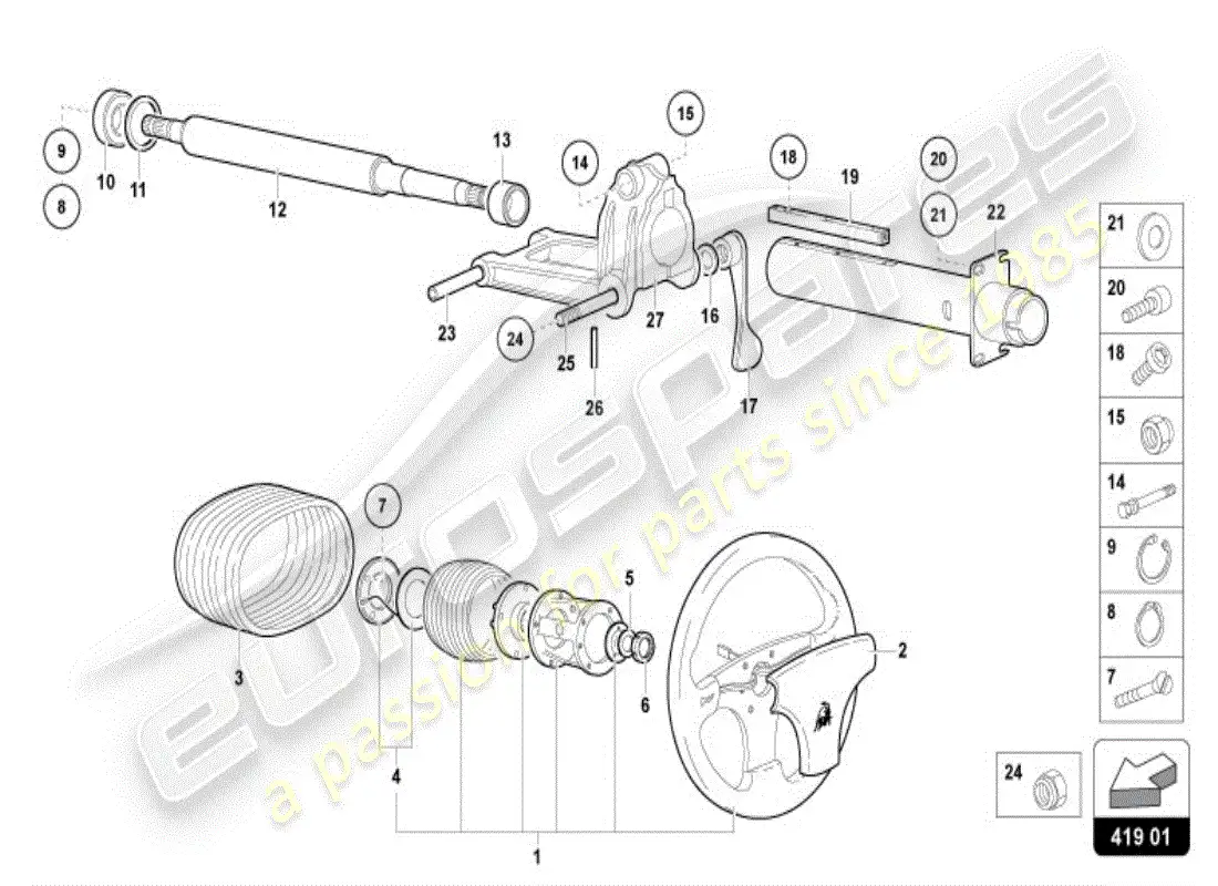 lamborghini diablo vt (1995) steering system parts diagram