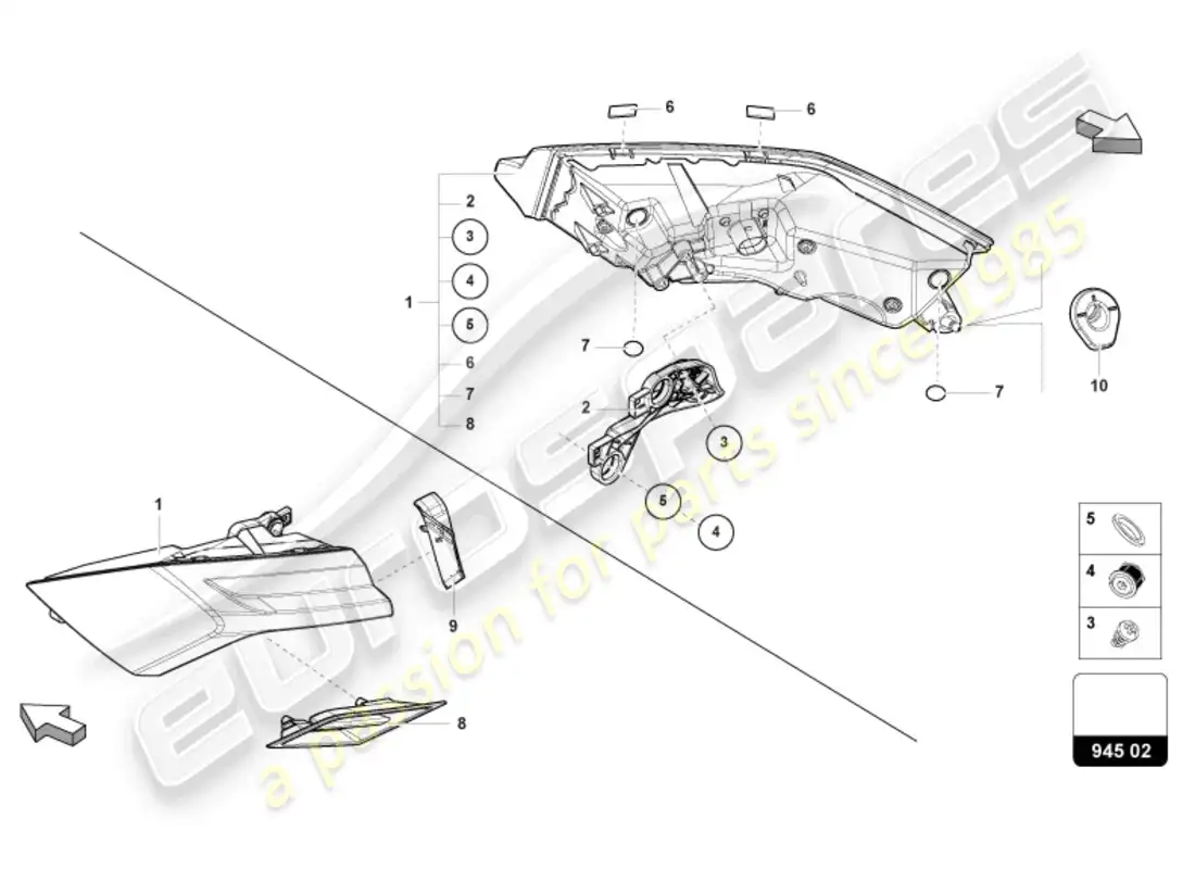 lamborghini urus (2019) rear light parts diagram