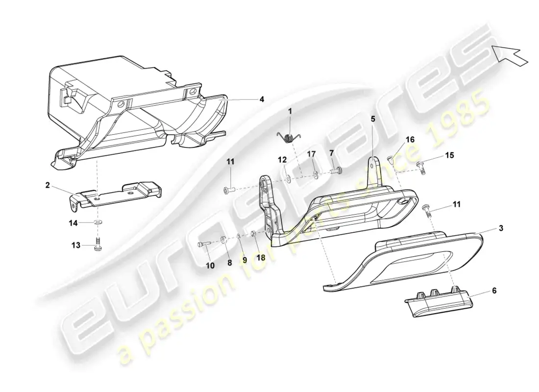 lamborghini lp550-2 spyder (2012) stowage compartment parts diagram