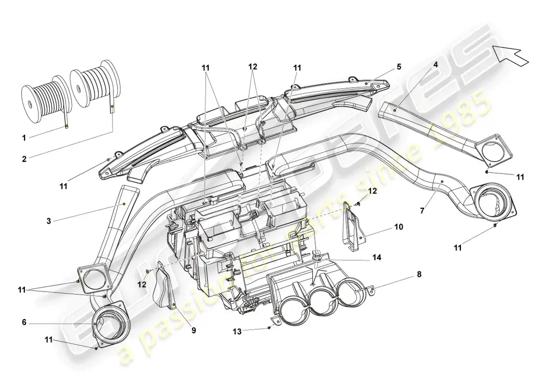 lamborghini lp570-4 sl (2011) heating and ventilation system parts diagram