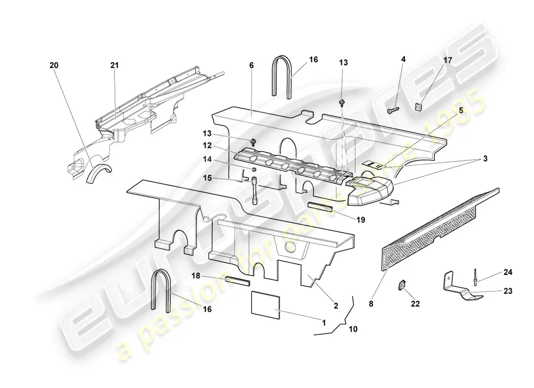 lamborghini reventon roadster sound absorbers parts diagram