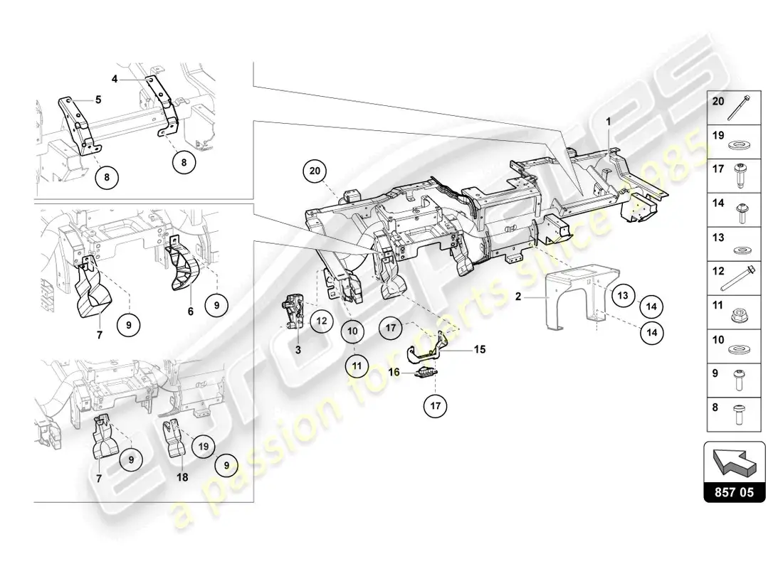 lamborghini countach lpi 800-4 (2022) cross member parts diagram