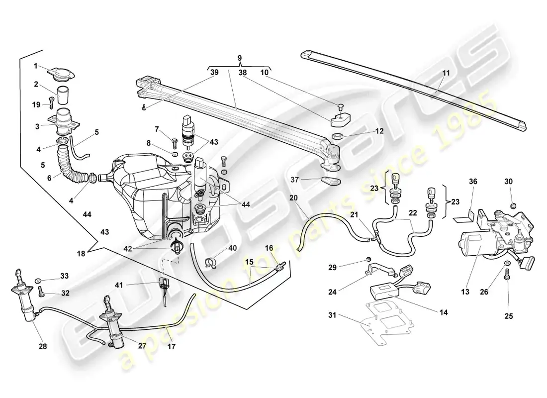 lamborghini lp640 roadster (2008) windshield wiper parts diagram