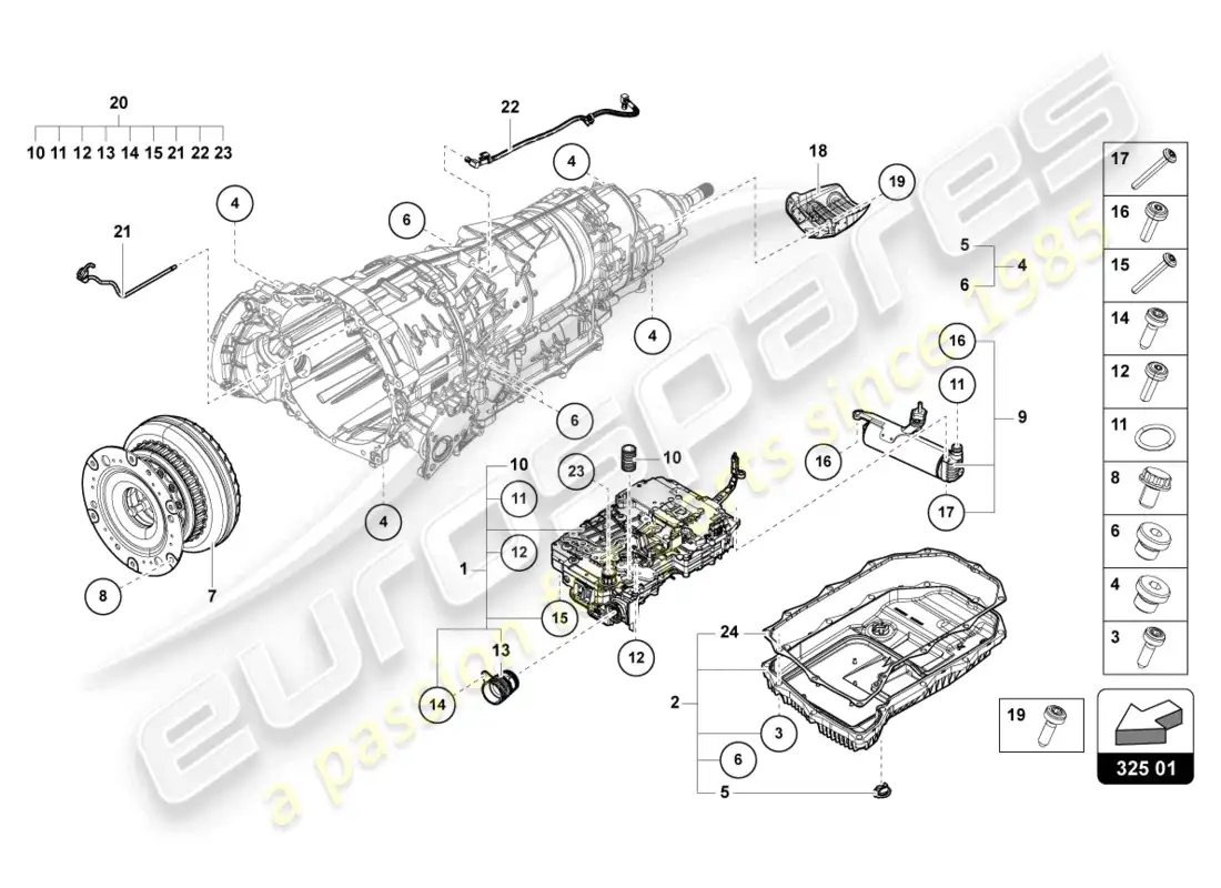 lamborghini urus s (2023) mechatronic with software parts diagram