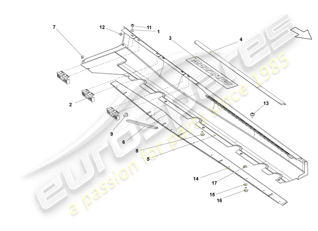 lamborghini blancpain sts (2013) side member trim parts diagram