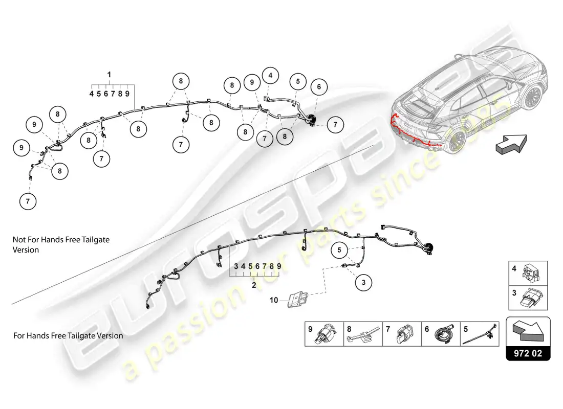 lamborghini urus (2019) wiring set for bumper rear parts diagram