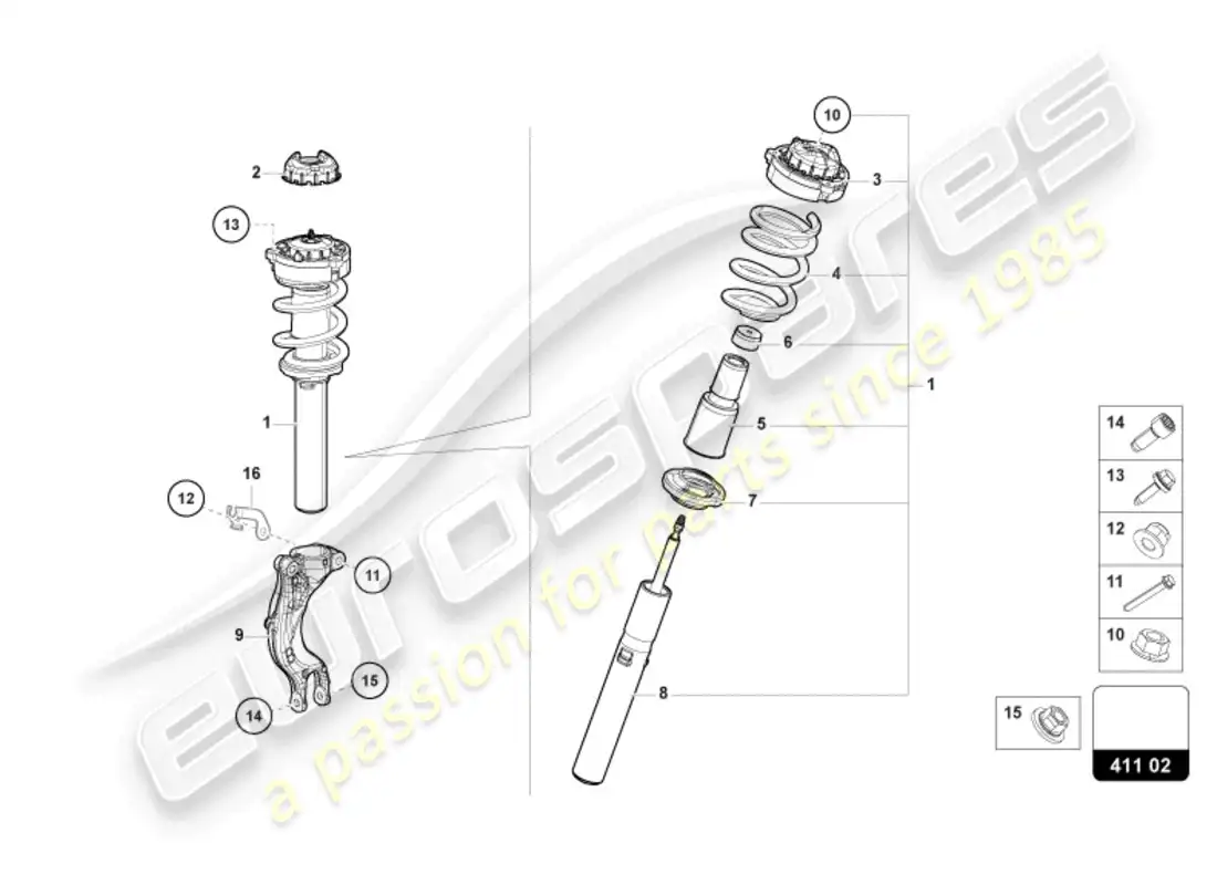 lamborghini urus performante (2024) shock absorbers parts diagram