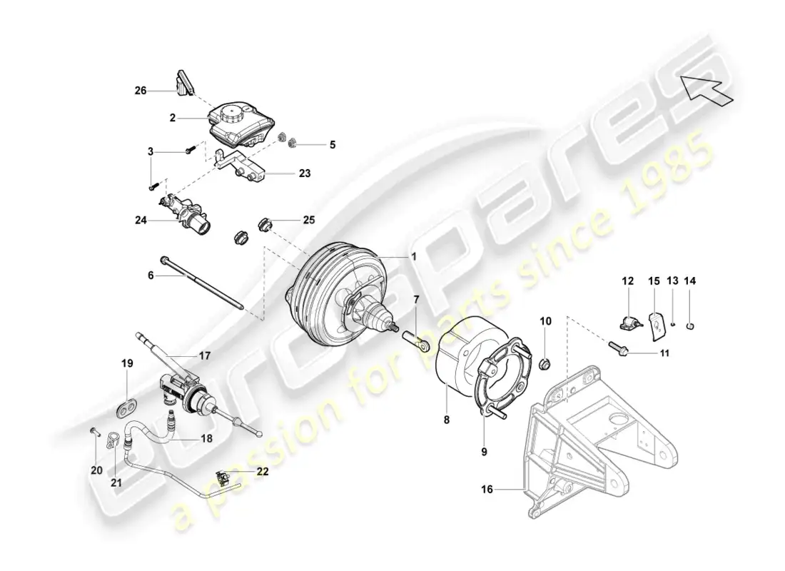 lamborghini lp570-4 sl (2011) brake servo parts diagram