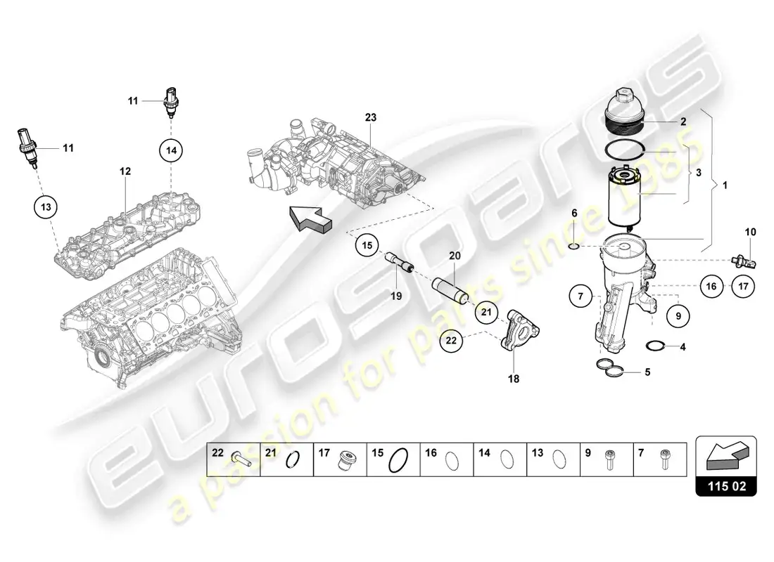lamborghini sto (2024) oil filter element parts diagram