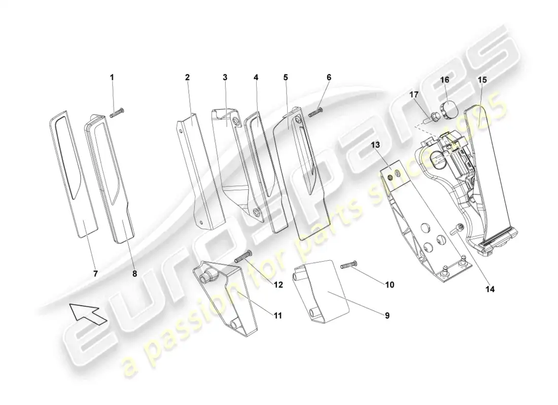 lamborghini lp560-4 coupe fl ii (2013) accelerator pedal parts diagram