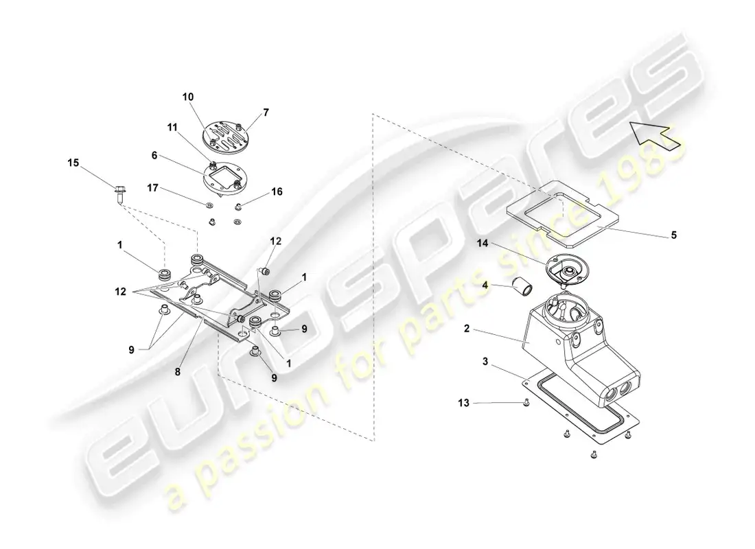 lamborghini lp560-4 coupe fl ii (2013) selector housing parts diagram