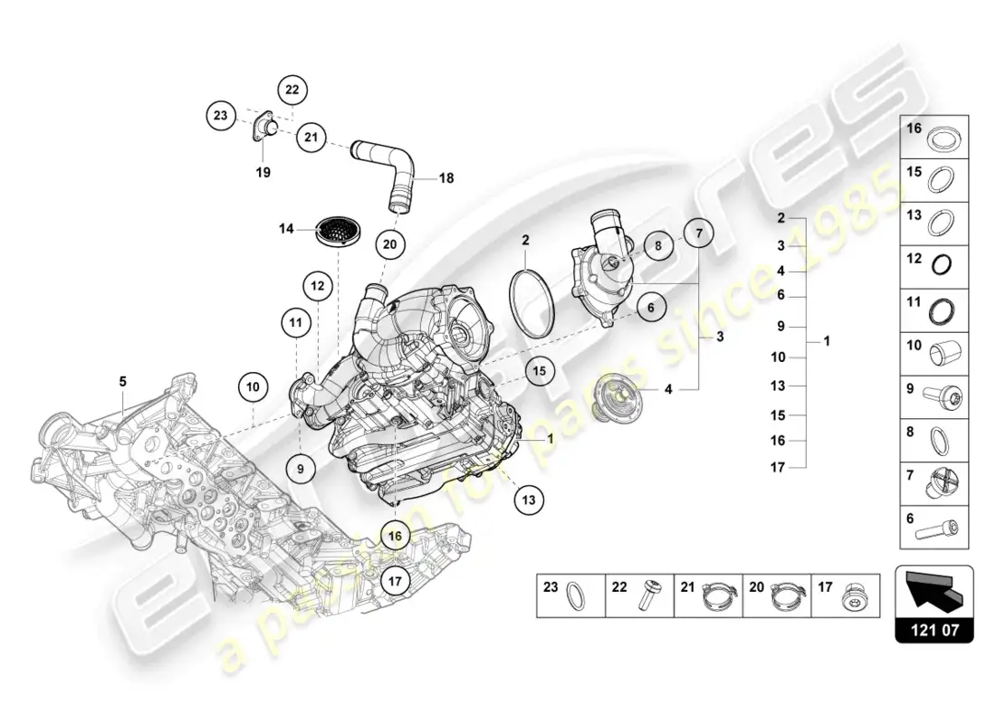 lamborghini evo coupe 2wd (2023) oil pump parts diagram