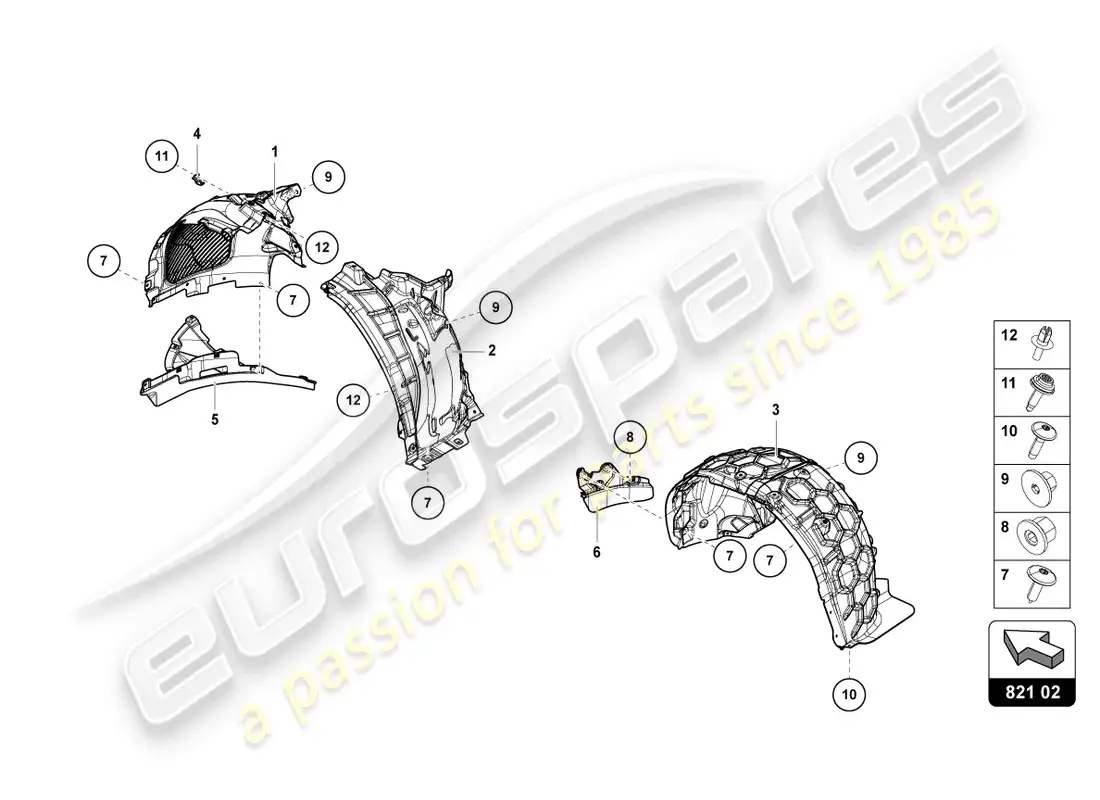 lamborghini urus s (2023) wheel housing liner parts diagram