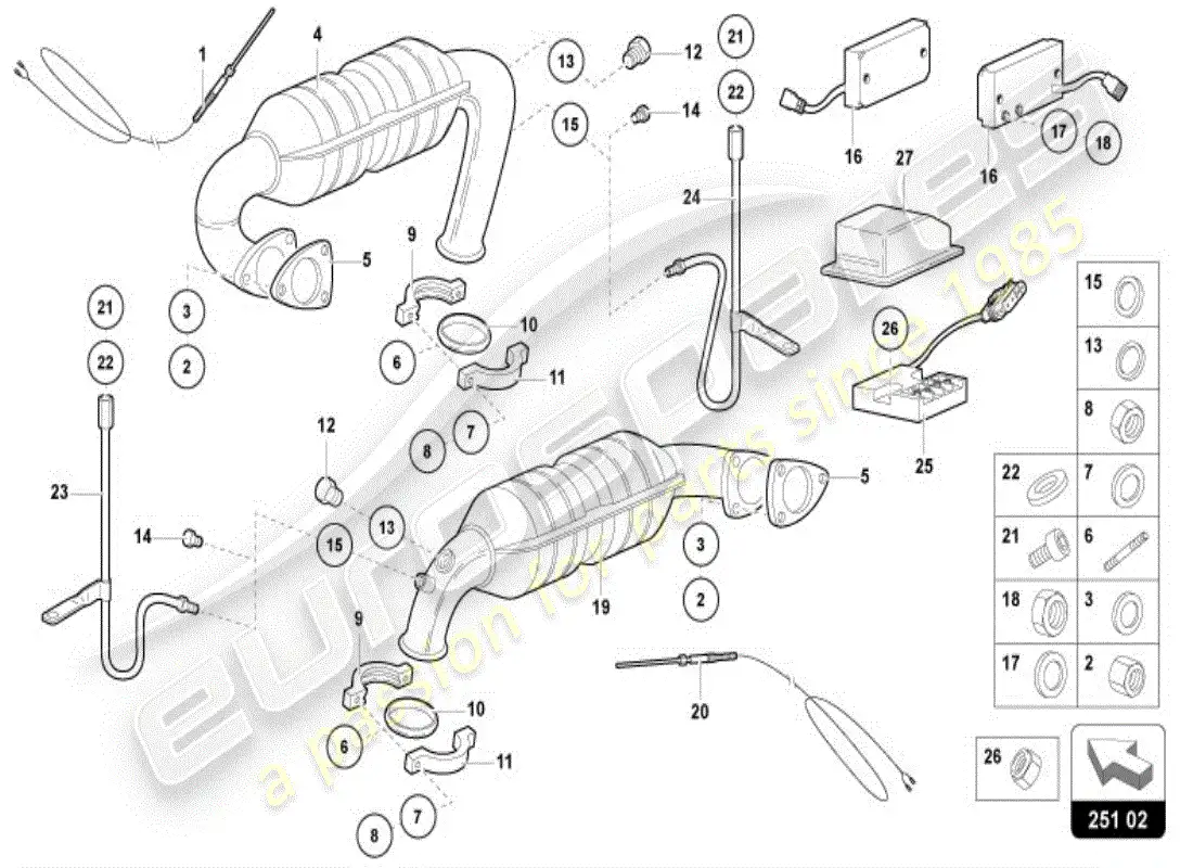 lamborghini diablo vt (1996) catalytic converter parts diagram