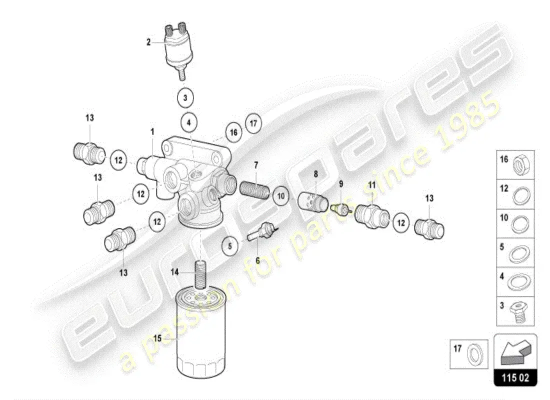 lamborghini diablo vt (1996) oil filter parts diagram
