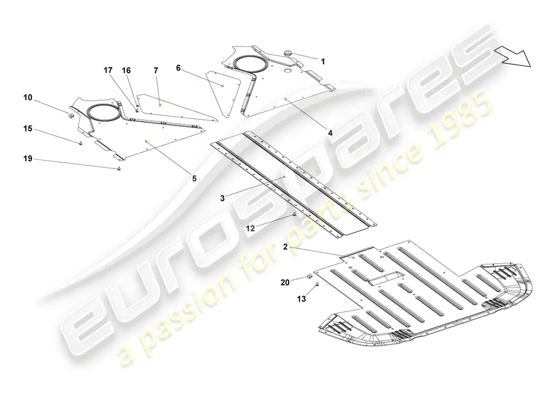 lamborghini gallardo coupe (2006) underbody trim parts diagram