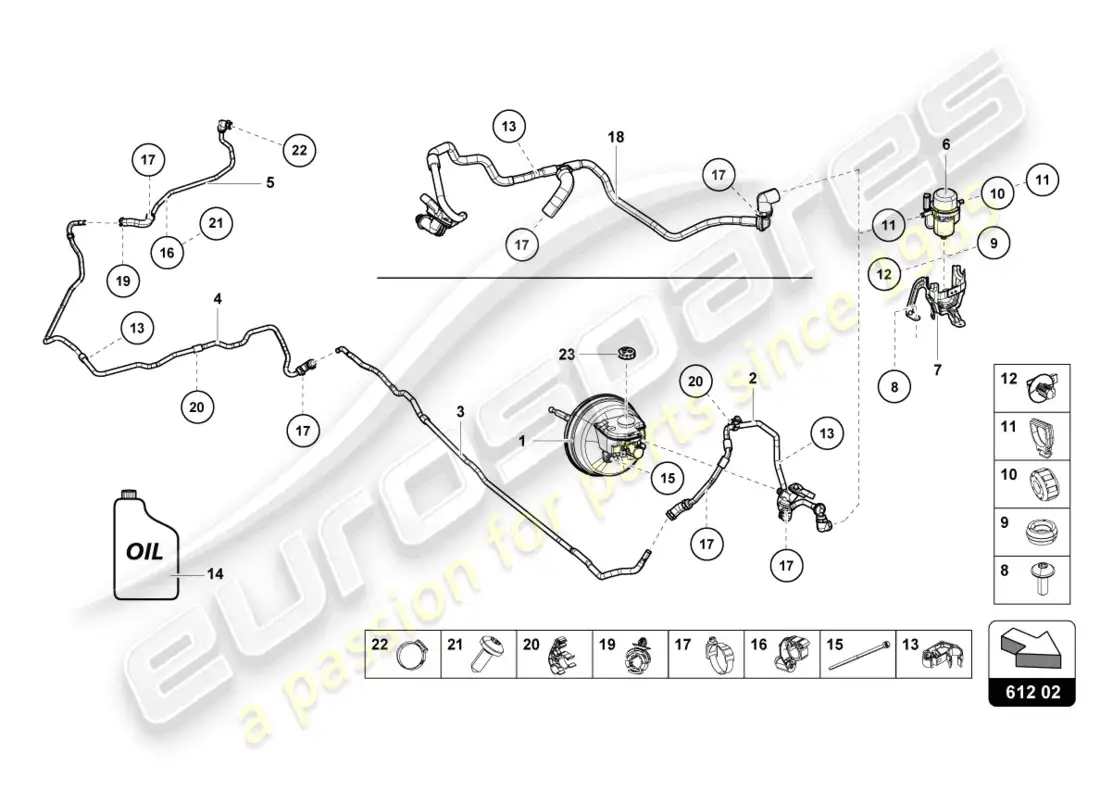 lamborghini evo spyder (2024) hydraulic system for brake servo parts diagram