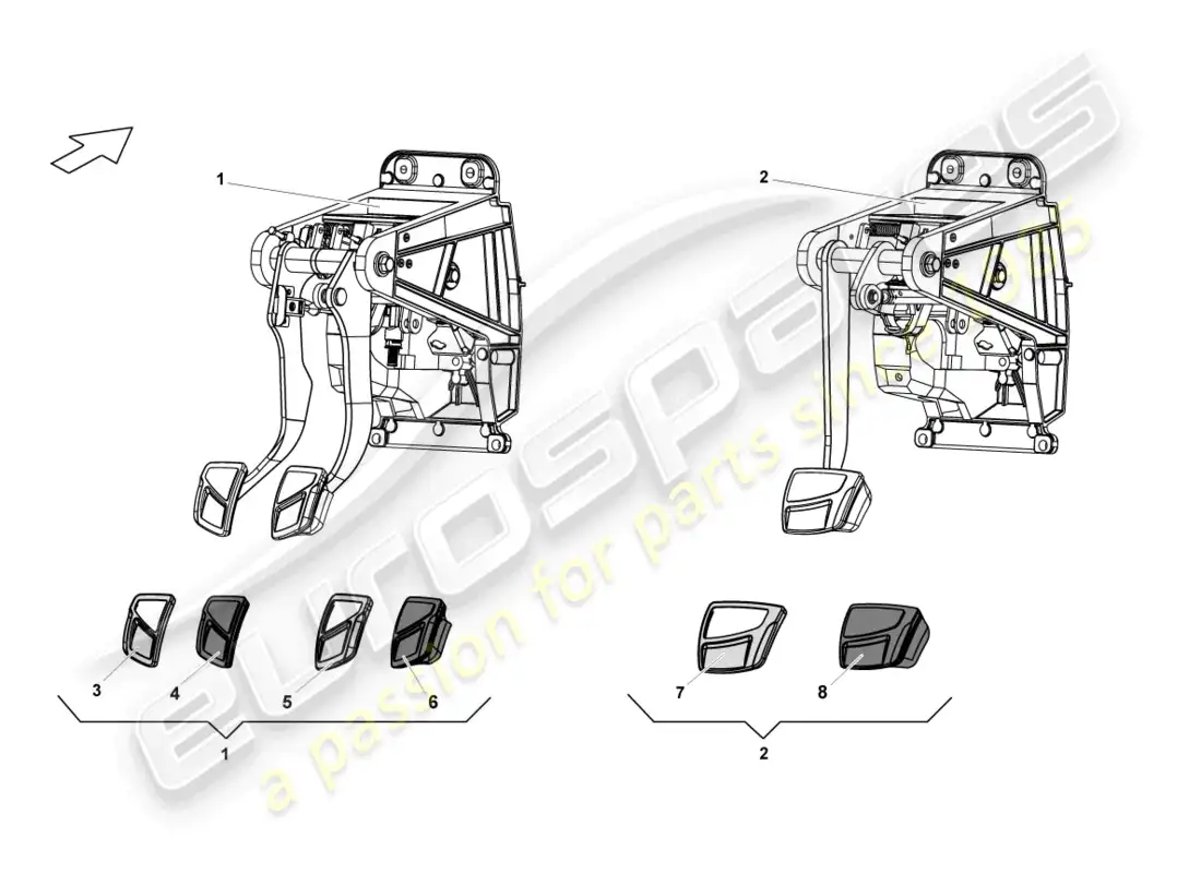 lamborghini lp560-4 coupe (2013) brake pedal parts diagram