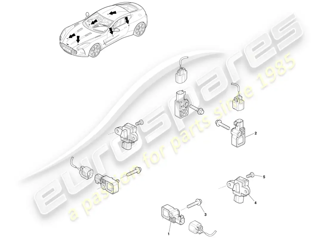 aston martin one-77 (2011) actuation sensors parts diagram