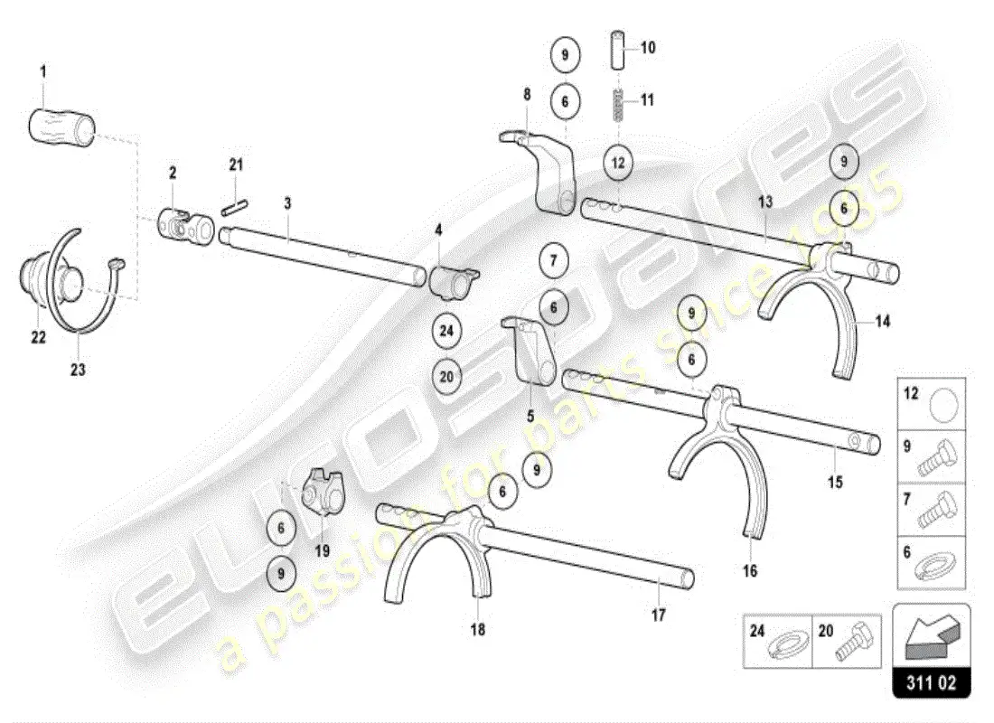 lamborghini diablo vt (1996) gearbox parts diagram