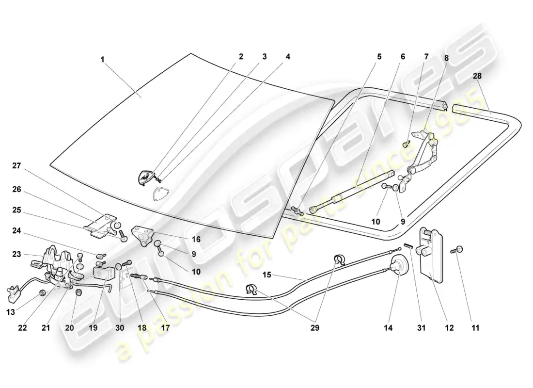 lamborghini lp640 coupe (2009) bonnet parts diagram