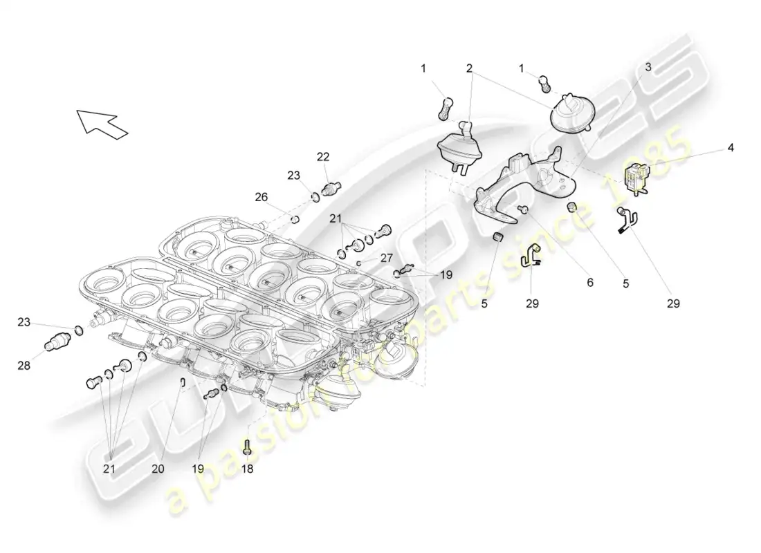 lamborghini gallardo spyder (2008) throttle control element parts diagram