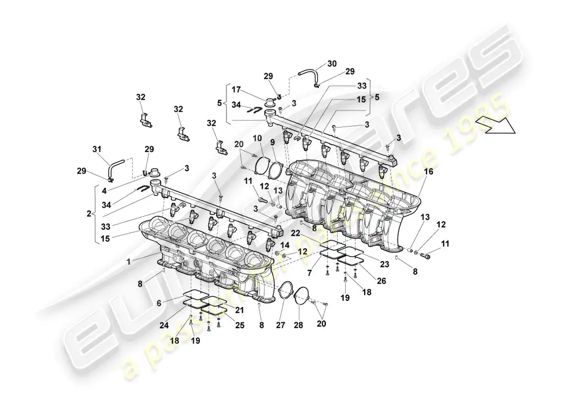 lamborghini lp640 coupe (2010) intake system parts diagram