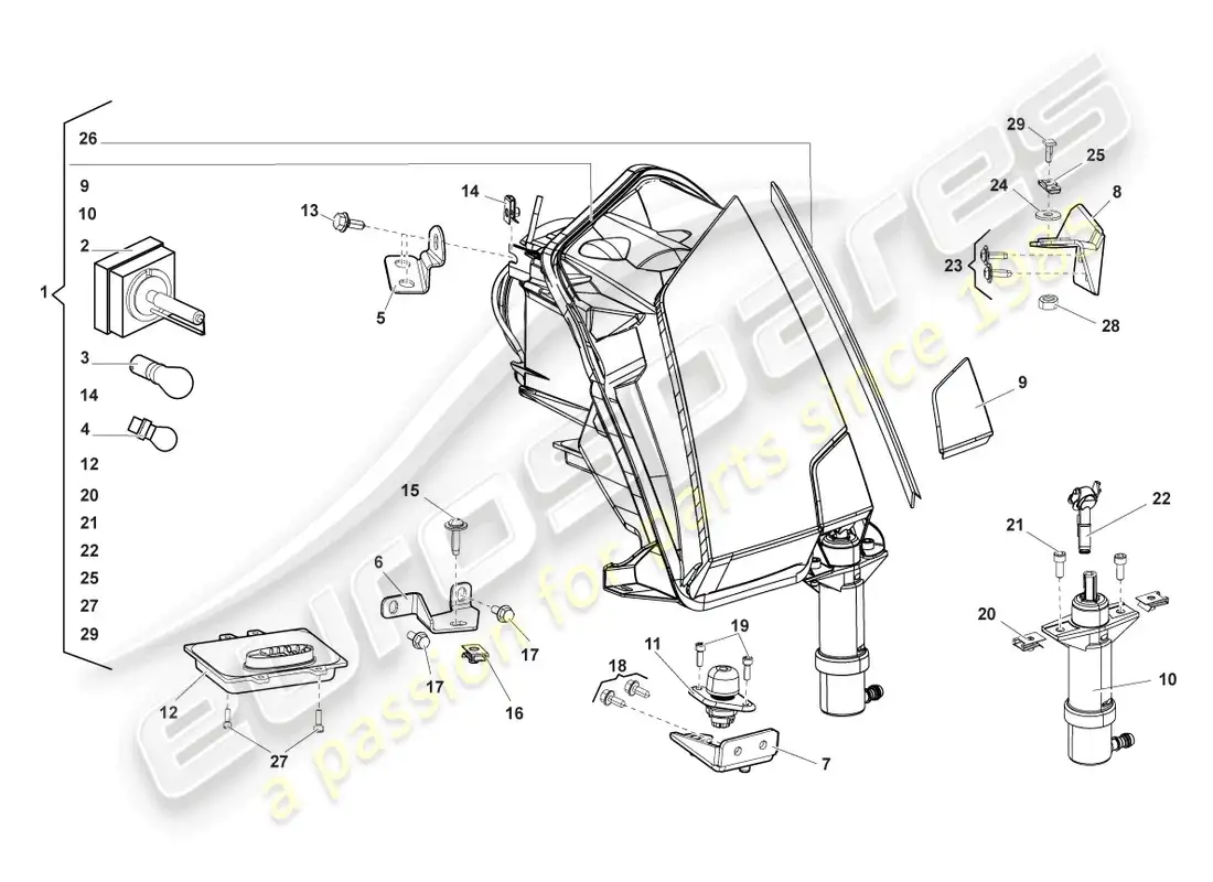 lamborghini blancpain sts (2013) headlight for curve light and led daytime driving lights parts diagram