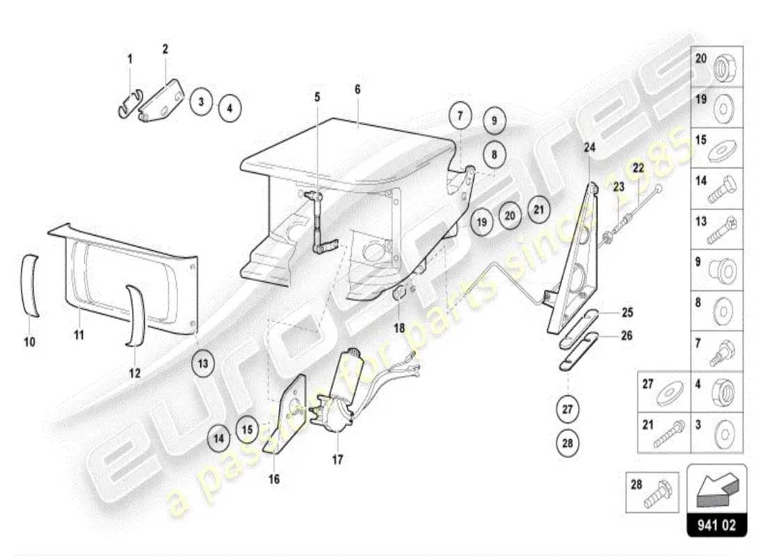 lamborghini diablo vt (1996) headlight device parts diagram