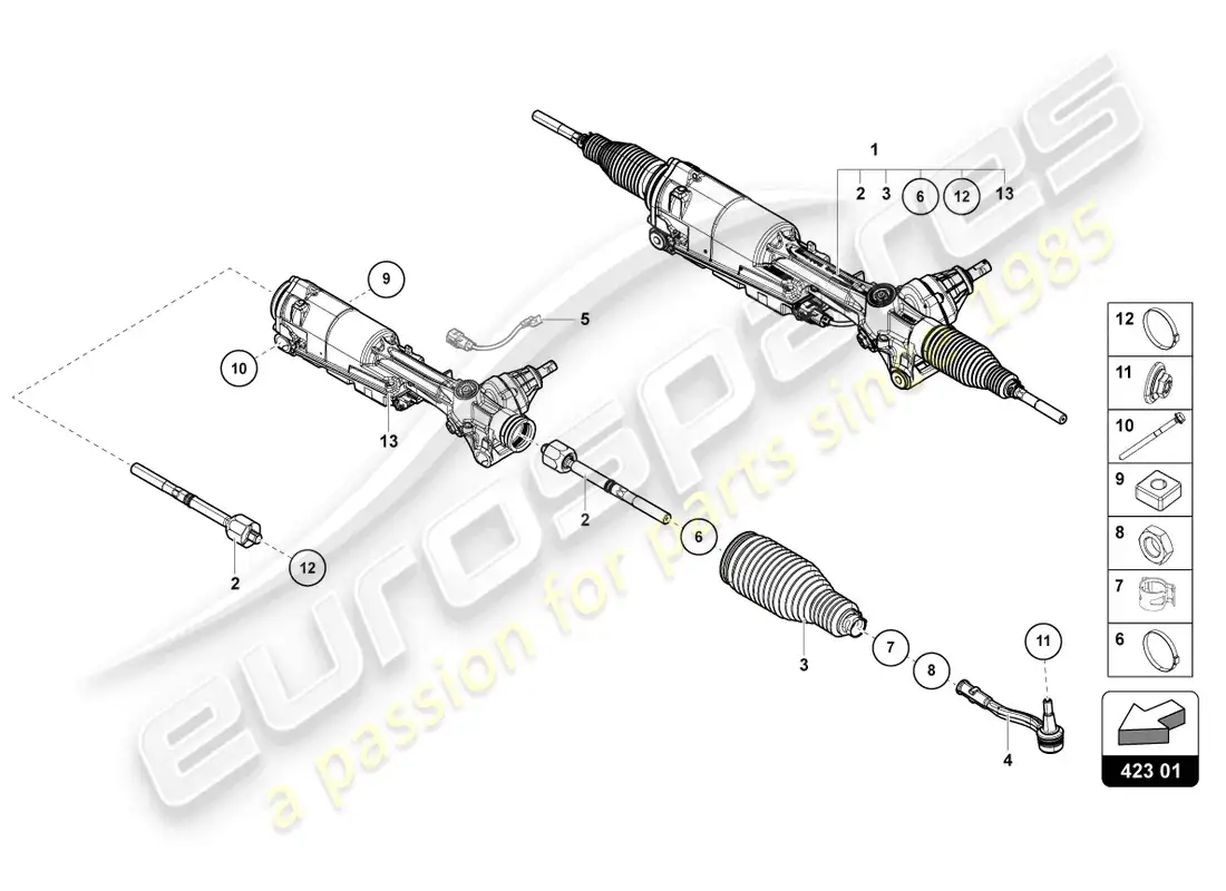 lamborghini urus performante (2024) steering gear parts diagram