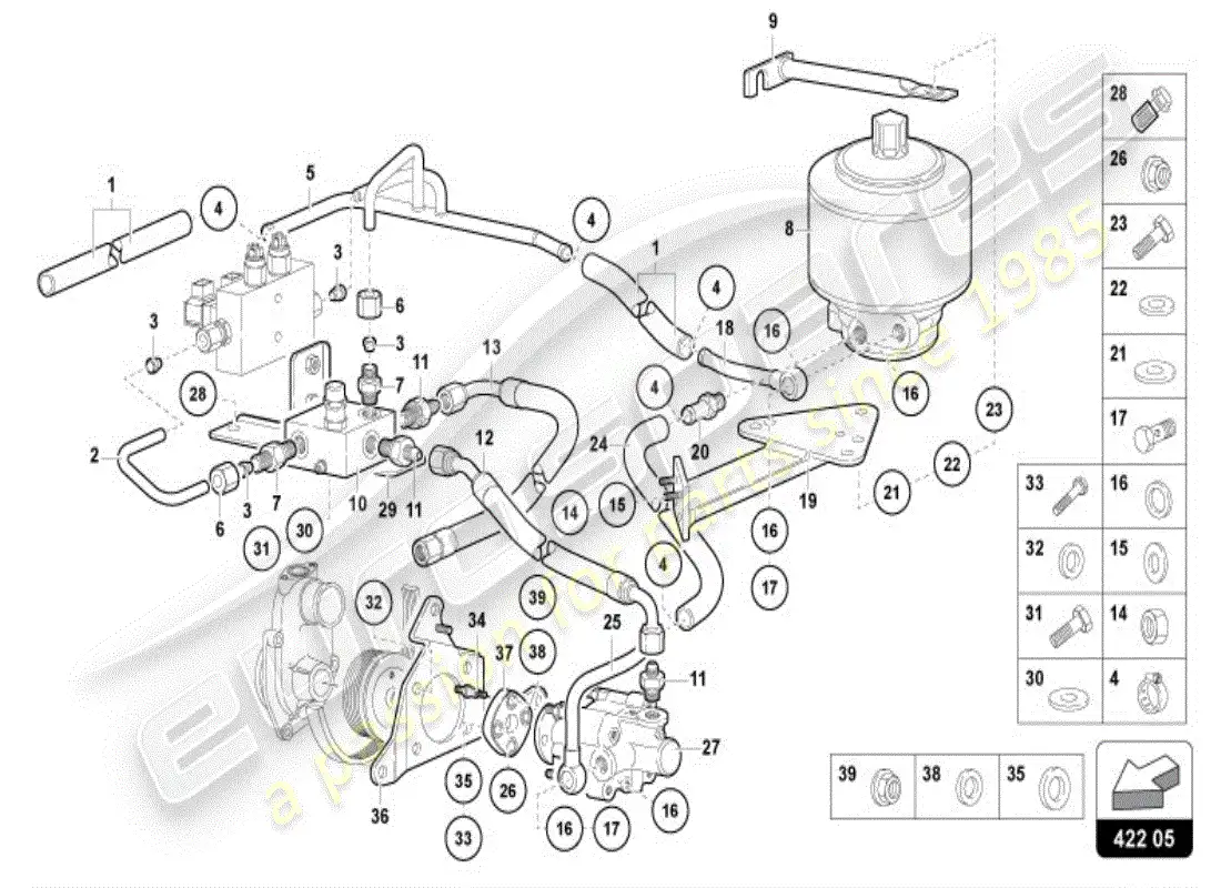 lamborghini diablo vt (1998) power steering parts diagram