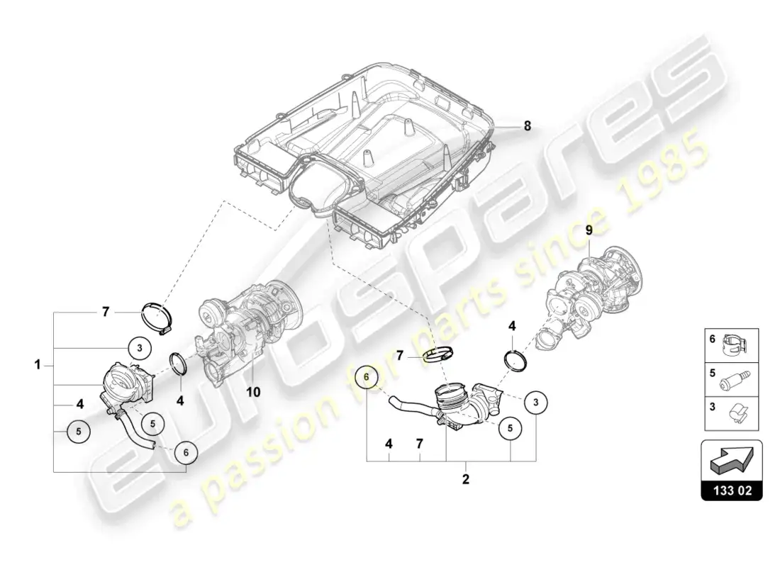 lamborghini urus s (2024) intake connection parts diagram