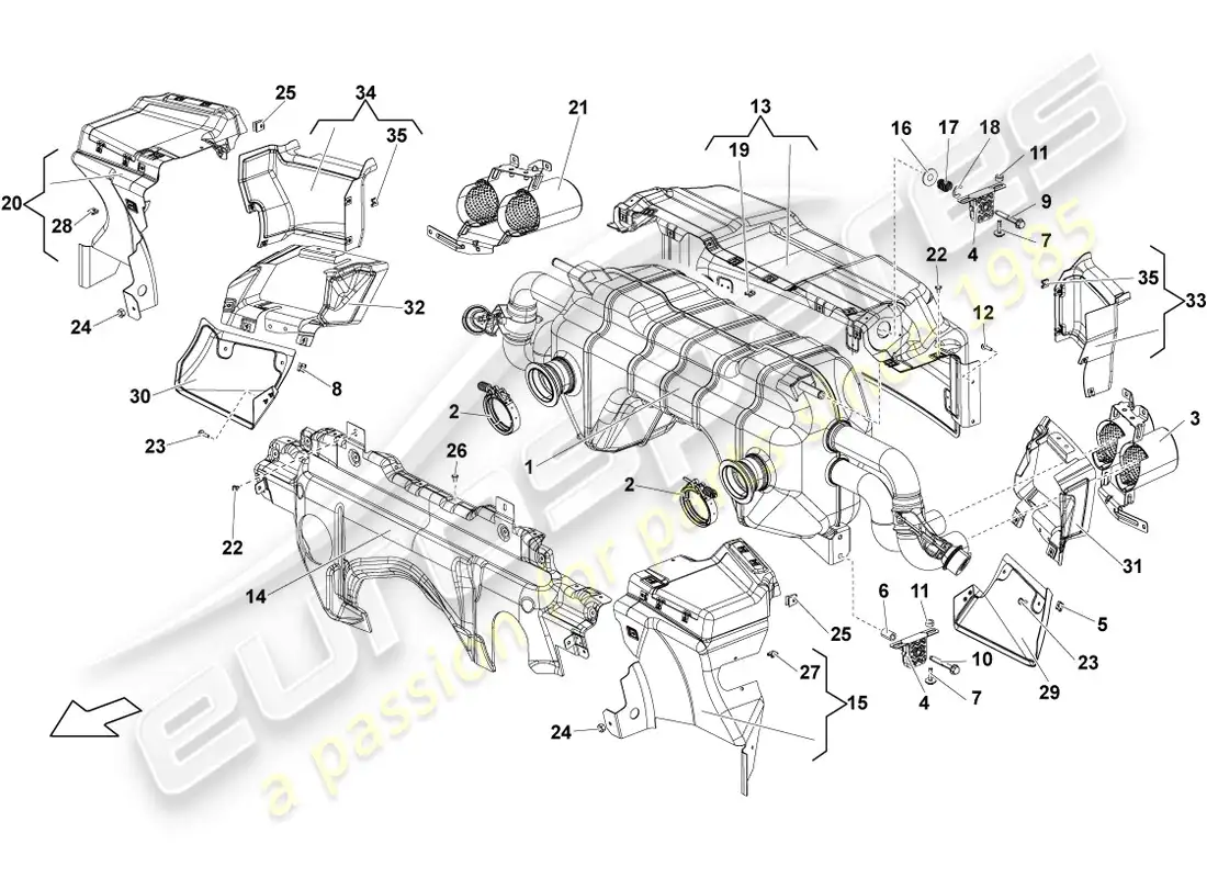 lamborghini lp560-4 spider (2012) silencer parts diagram