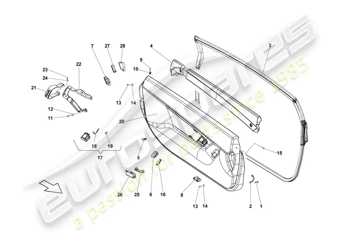 lamborghini lp570-4 sl (2014) door panel parts diagram