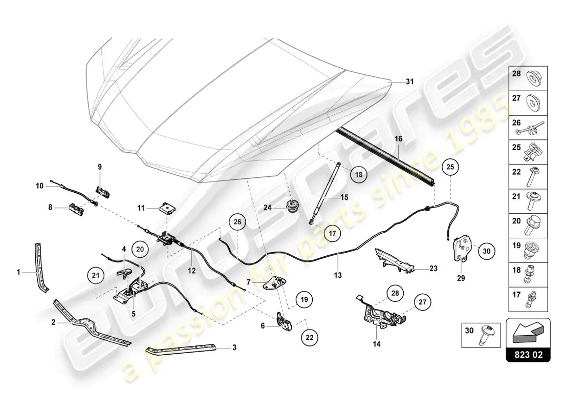 lamborghini urus s (2023) gasket for engine cover parts diagram