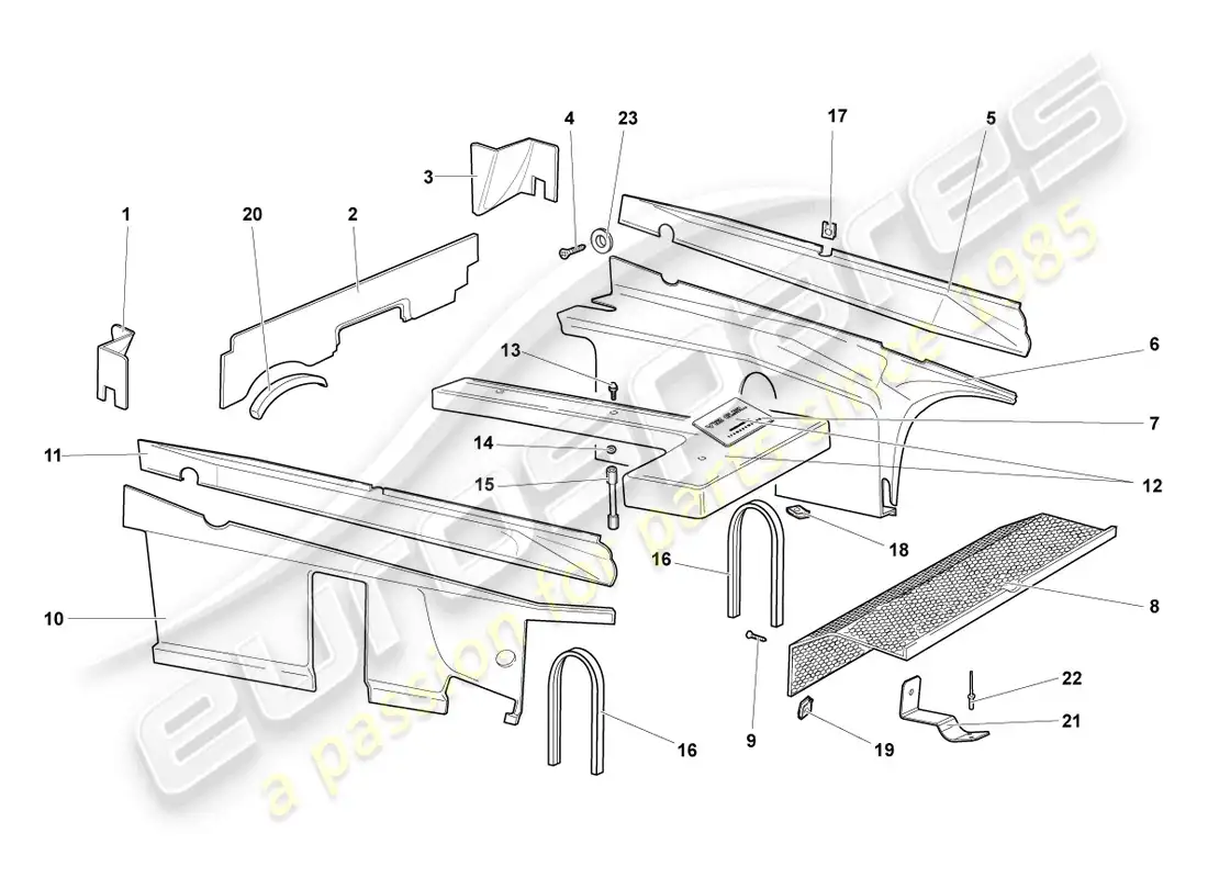 lamborghini lp640 coupe (2009) sound absorbers parts diagram