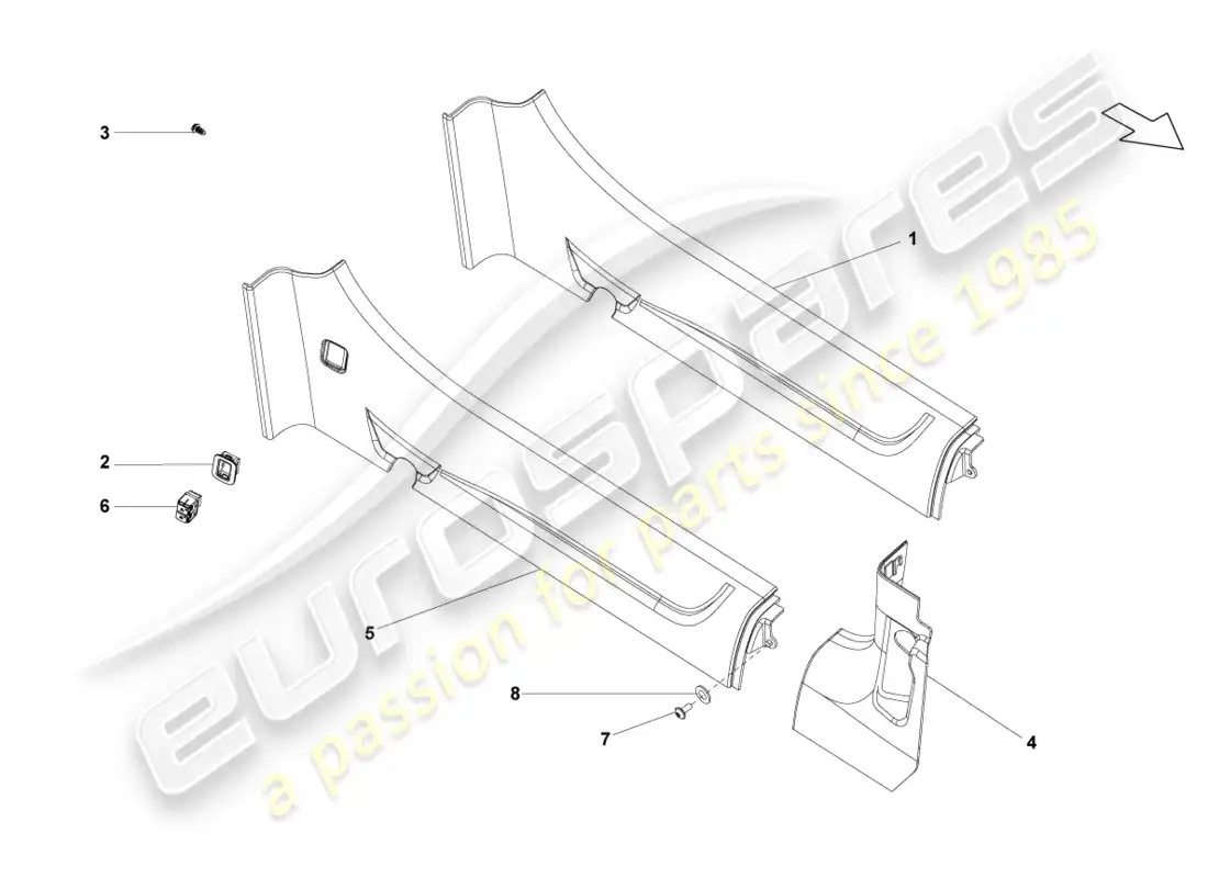 lamborghini lp550-2 spyder (2012) sill trim strip parts diagram
