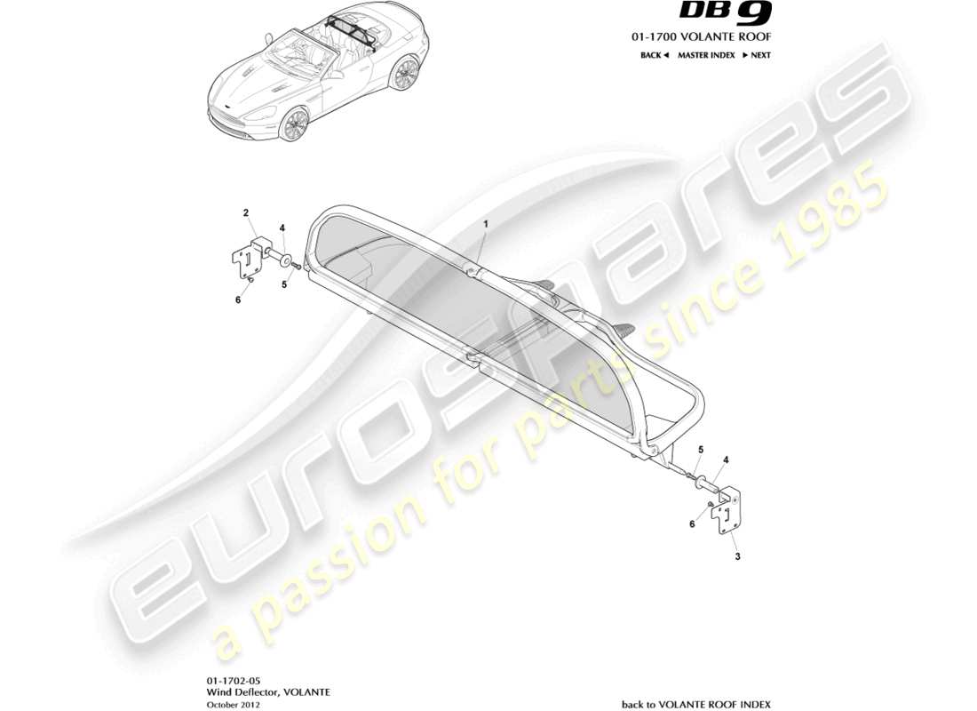 aston martin db9 (2016) wind deflector part diagram