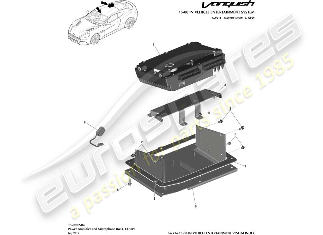 aston martin vanquish (2017) amplifiers, b&o, coupe part diagram