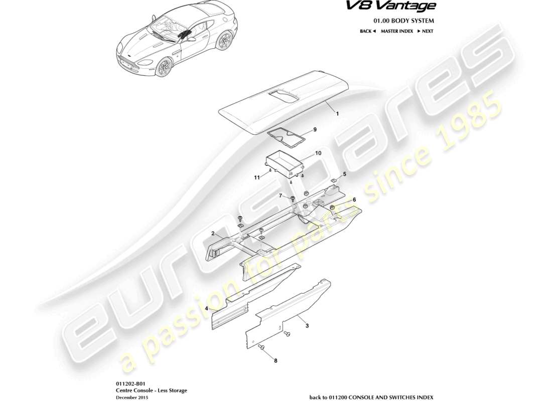 a part diagram from the aston martin v8 vantage (2008) parts catalogue