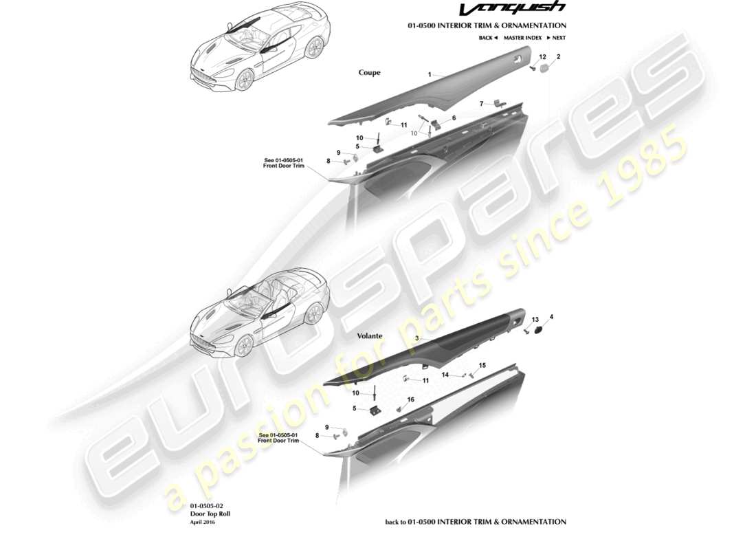 a part diagram from the aston martin vanquish (2015) parts catalogue