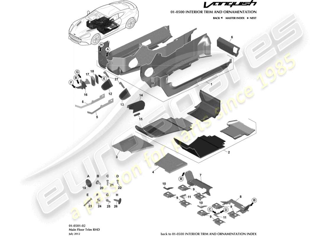 a part diagram from the aston martin vanquish (2017) parts catalogue