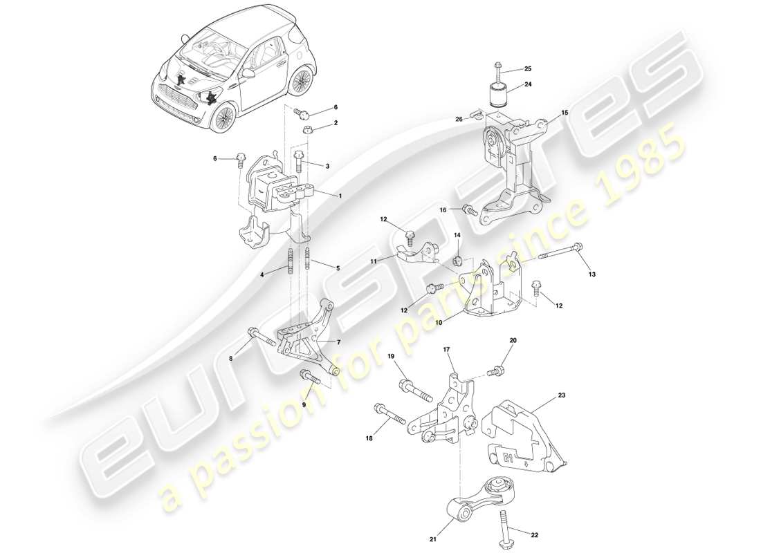 a part diagram from the aston martin cygnet (2012) parts catalogue