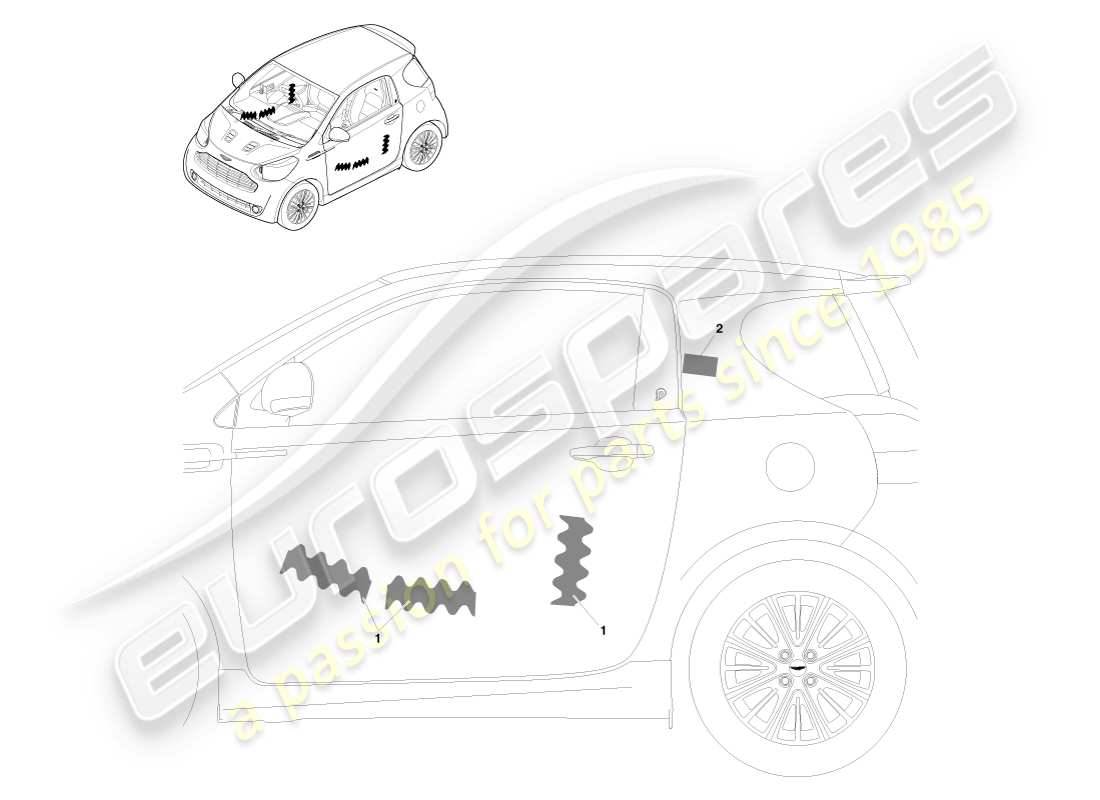 a part diagram from the aston martin cygnet parts catalogue