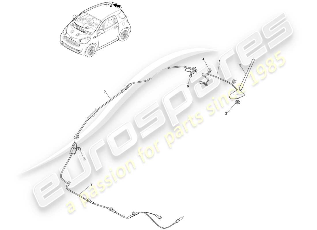 a part diagram from the aston martin cygnet parts catalogue